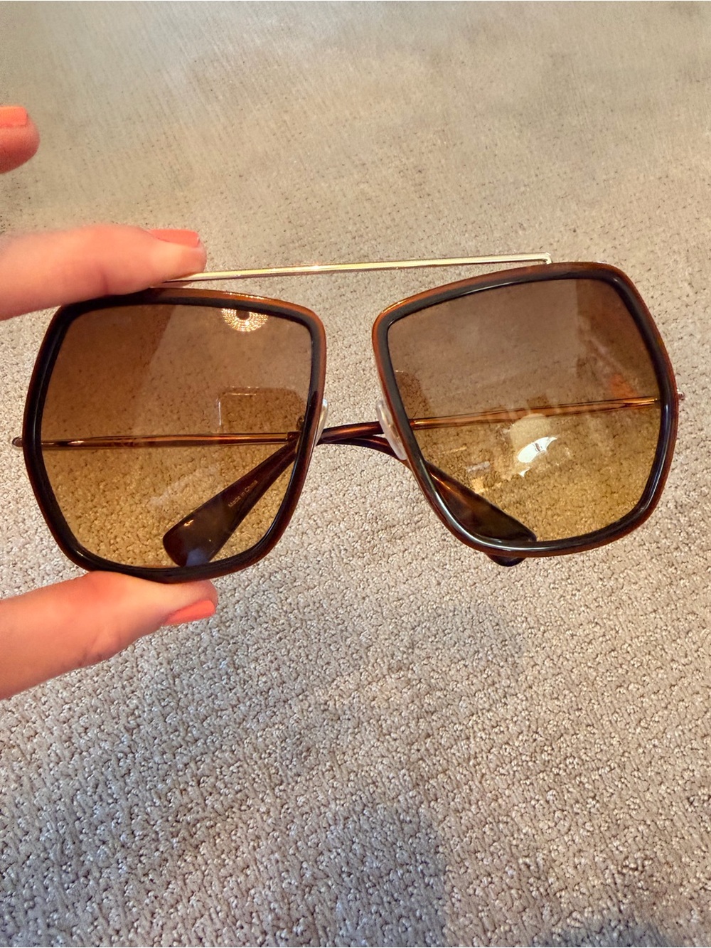 MAX MARA Max Mara 32013 Longarone Sunglasses Brown and Gold NWT - Picture 7 of 11